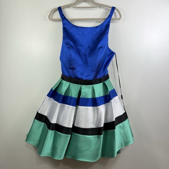 Nox Anabel Narianna New Colorblock A Line Mini Dress XL Open Back HOCO Party - Picture 2 of 15